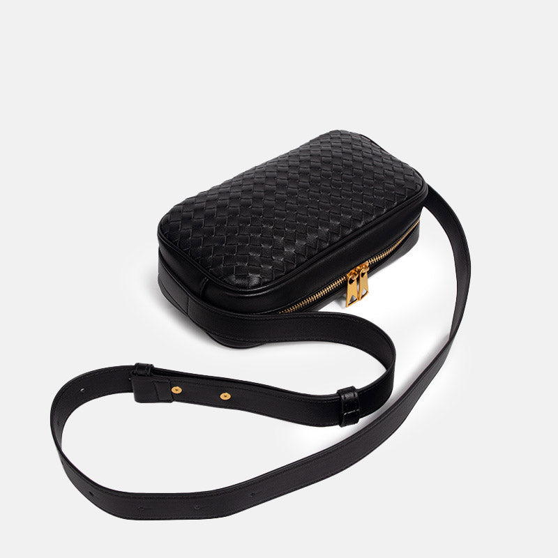 Women’s Genuine Leather Woven Pillow-Shaped Crossbody Bag image 3