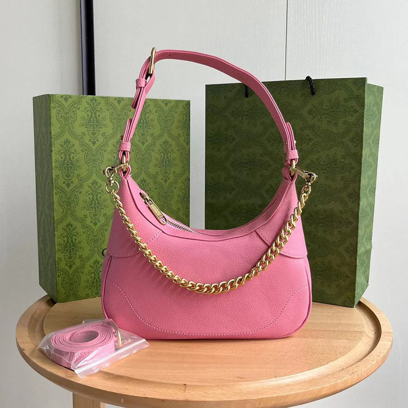 Women’s Genuine Leather Zipper Crossbody Bag with Chain Strap image 4