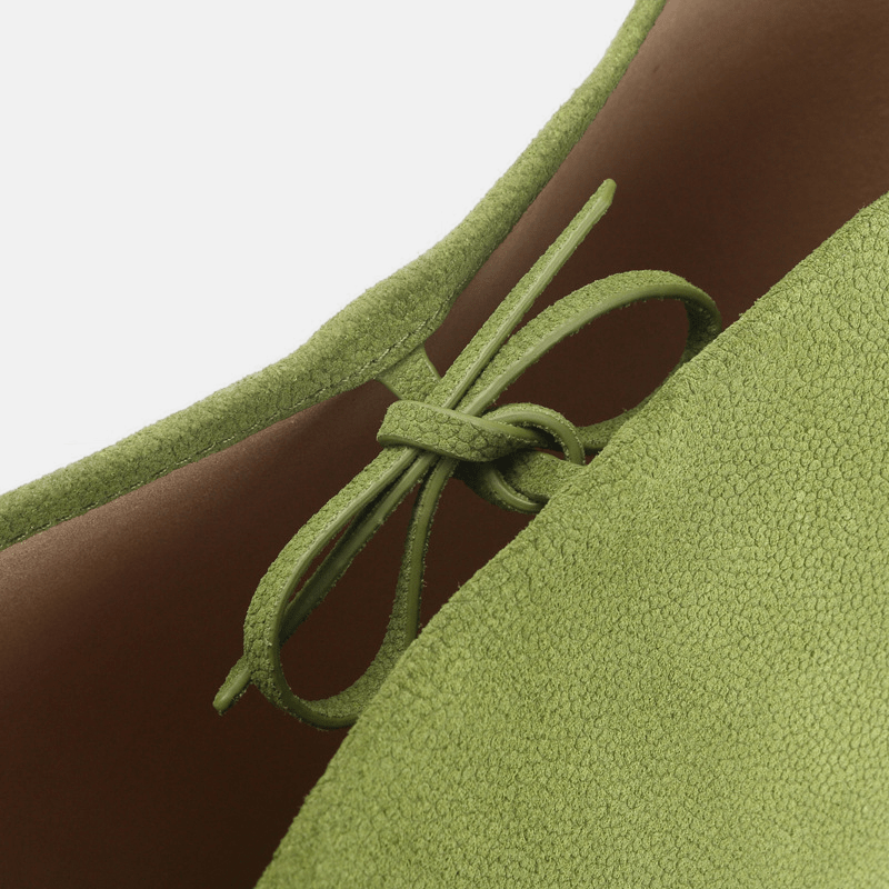 Women’s Green Genuine Leather Matte Single-Shoulder Bucket Bag image 4