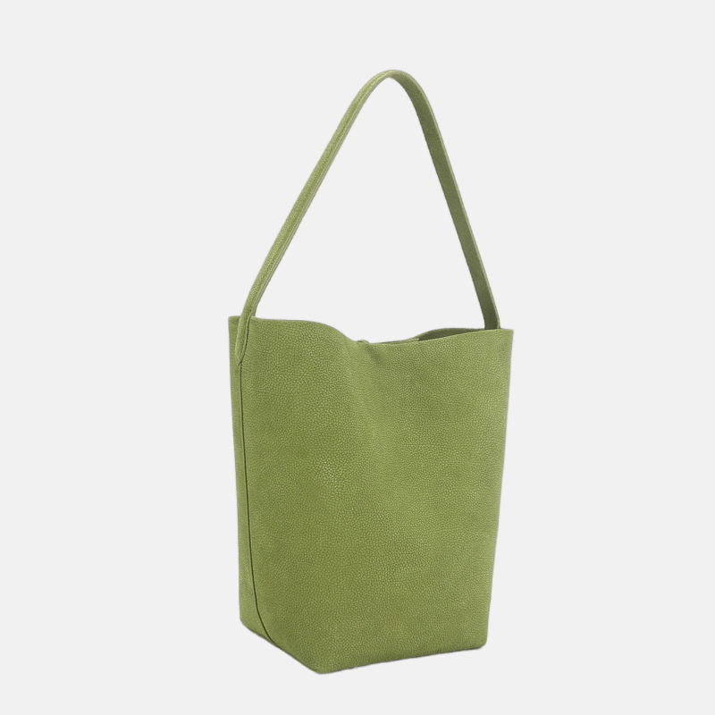 Women’s Green Genuine Leather Matte Single-Shoulder Bucket Bag image 2