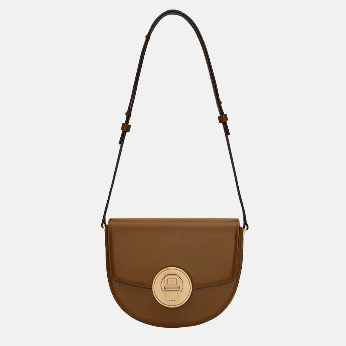 Women’s Leather Vintage Crossbody Saddle Bag with Can-Shaped Lock image