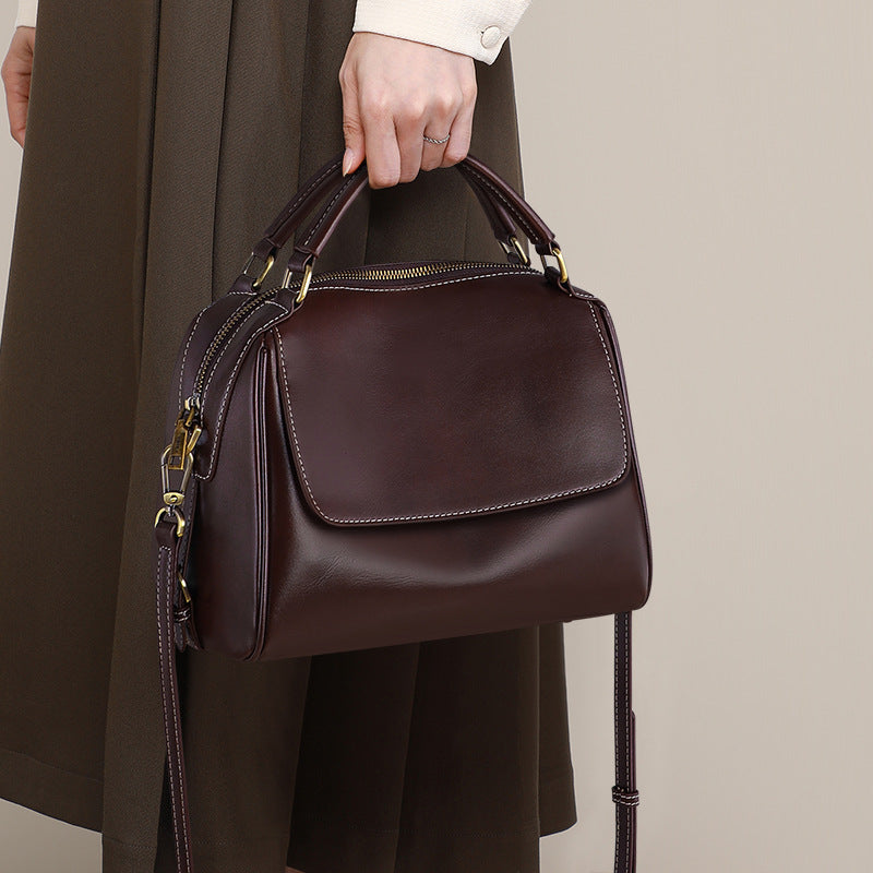 Women’s Leather Zipper Crossbody Top Hand Bags image 6