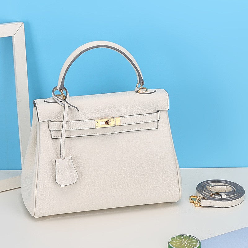 Women’s Lychee Grain Top Handle Bag in Genuine Leather image 9