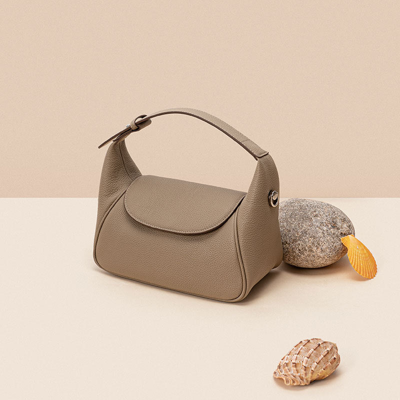Women’s Lychee Pattern Genuine Leather Minimalist Magnetic Closure Crossbody Handbags image 8