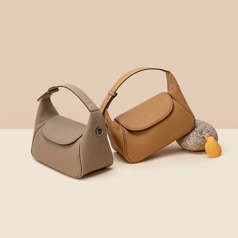 Women’s Lychee Pattern Genuine Leather Minimalist Magnetic Closure Crossbody Handbags image 4