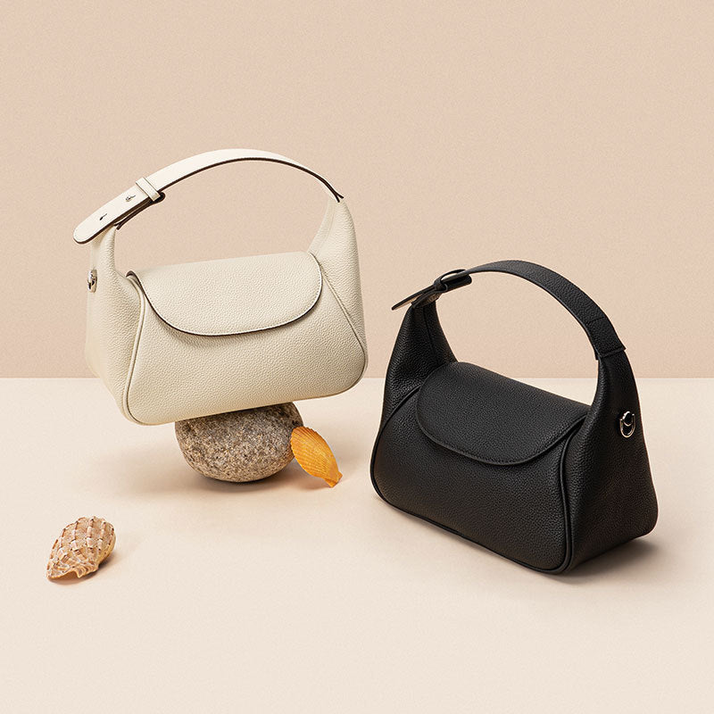 Women’s Lychee Pattern Genuine Leather Minimalist Magnetic Closure Crossbody Handbags image 2