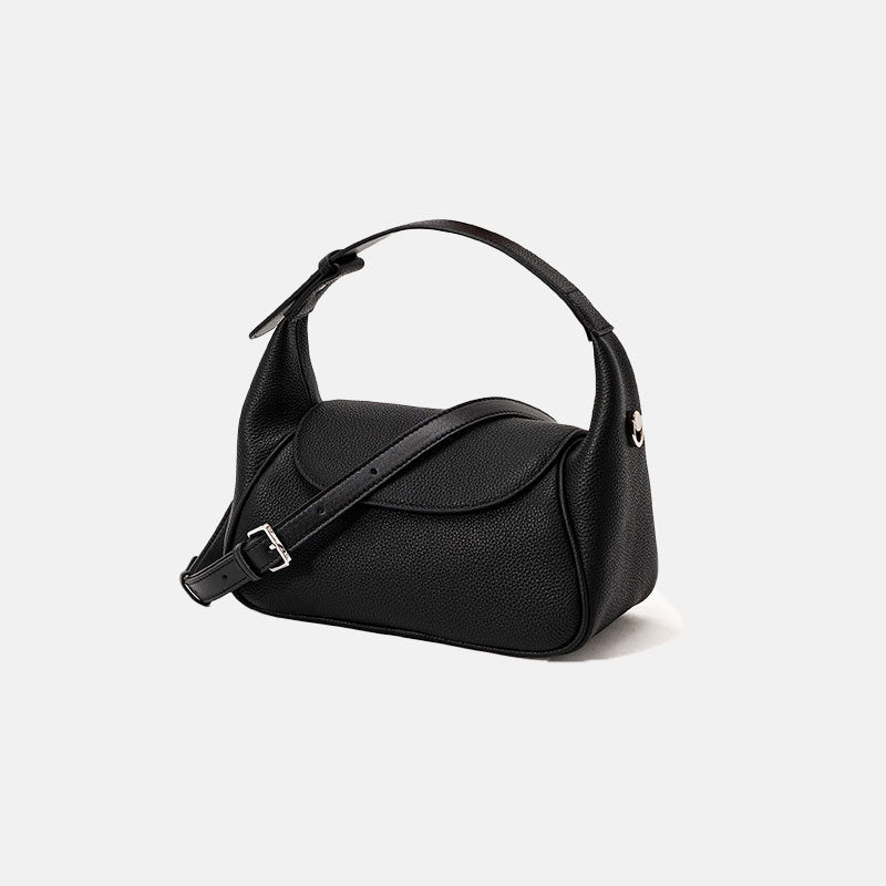 Women’s Lychee Pattern Genuine Leather Minimalist Magnetic Closure Crossbody Handbags image