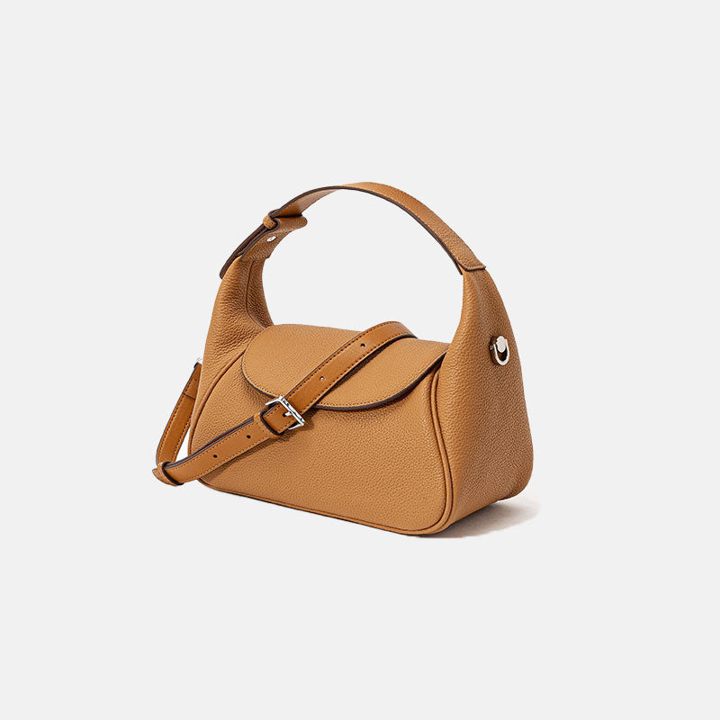 Women’s Lychee Pattern Genuine Leather Minimalist Magnetic Closure Crossbody Handbags image 3