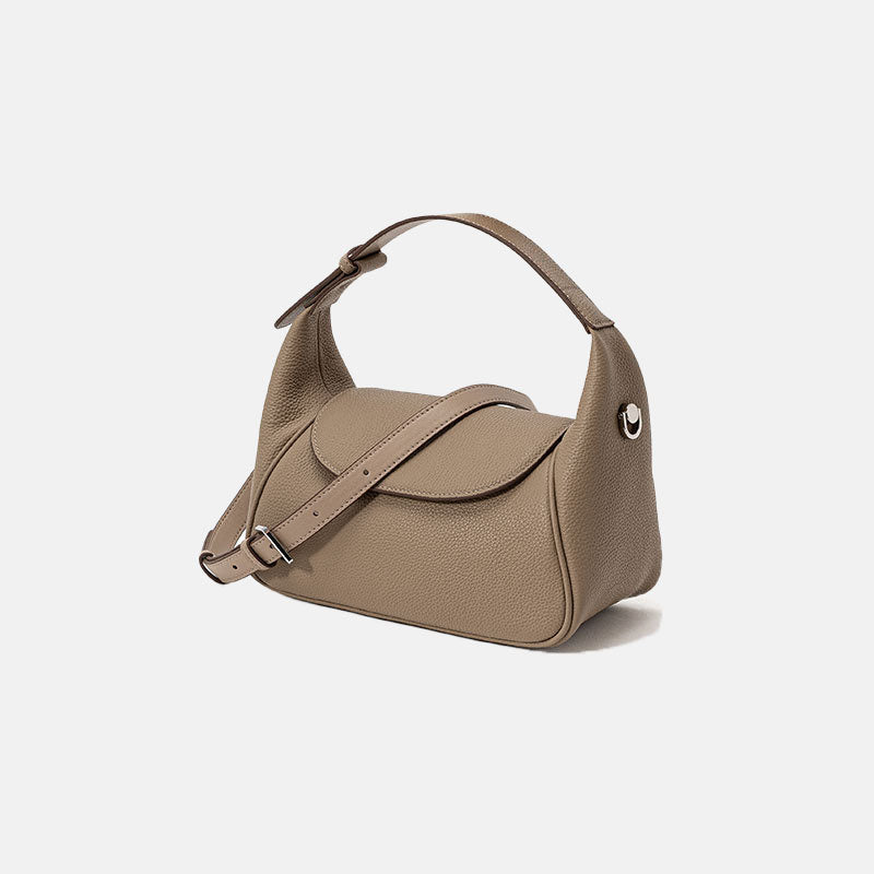 Women’s Lychee Pattern Genuine Leather Minimalist Magnetic Closure Crossbody Handbags image 5