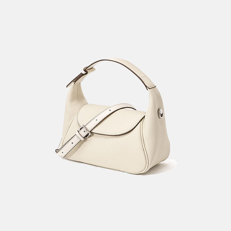 Women’s Lychee Pattern Genuine Leather Minimalist Magnetic Closure Crossbody Handbags image 9