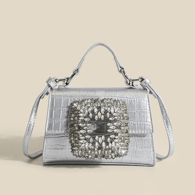 Women’s Mini Crocodile Embossed Rhinestone Crossbody Top Handle Bag image 5