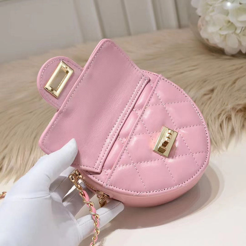 Women’s Mini Genuine Leather Heart-shaped Chain Quilted Crossbody Lock Bag image 5