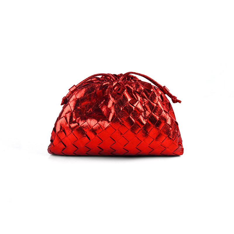 Women’s Mini Woven Evening Clutch Bags in Metallic Vegan Leather image 9
