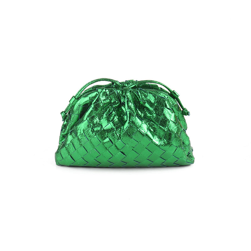 Women’s Mini Woven Evening Clutch Bags in Metallic Vegan Leather image 6