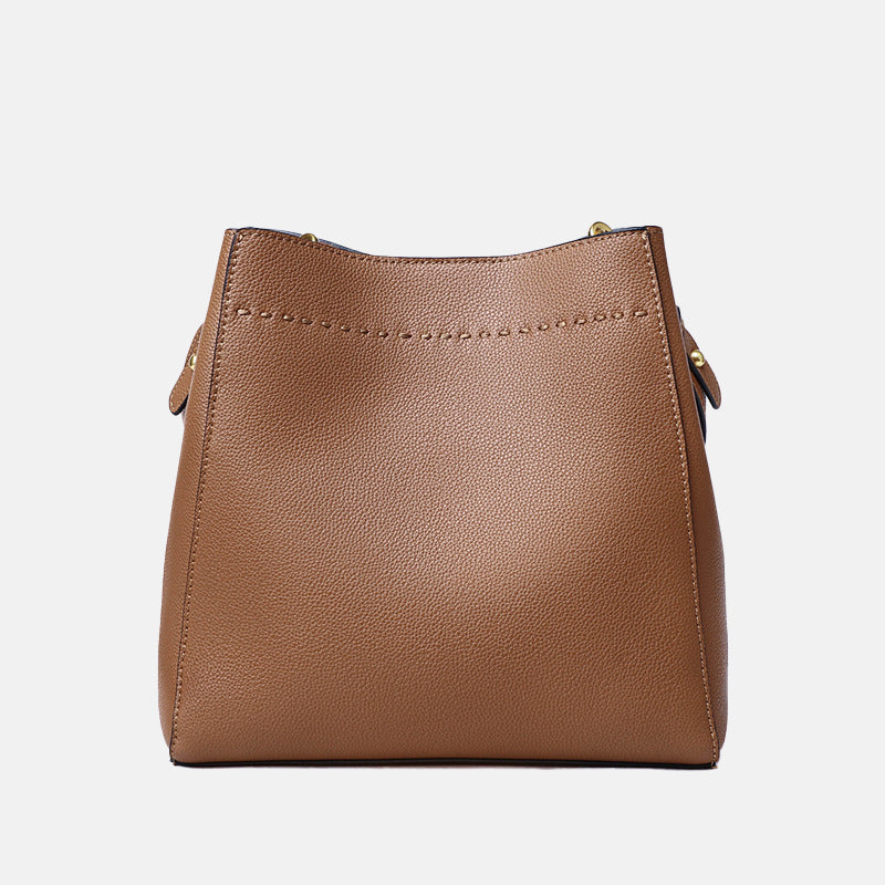 Women’s Minimal Genuine Leather Tote with Rabbit image 4