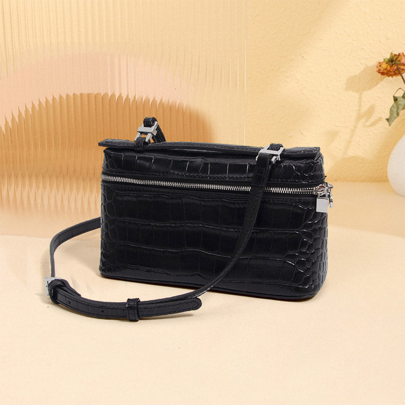 Women’s Minimalist Crocodile Genuine Leather Crossbody Top Handle Bag image 4