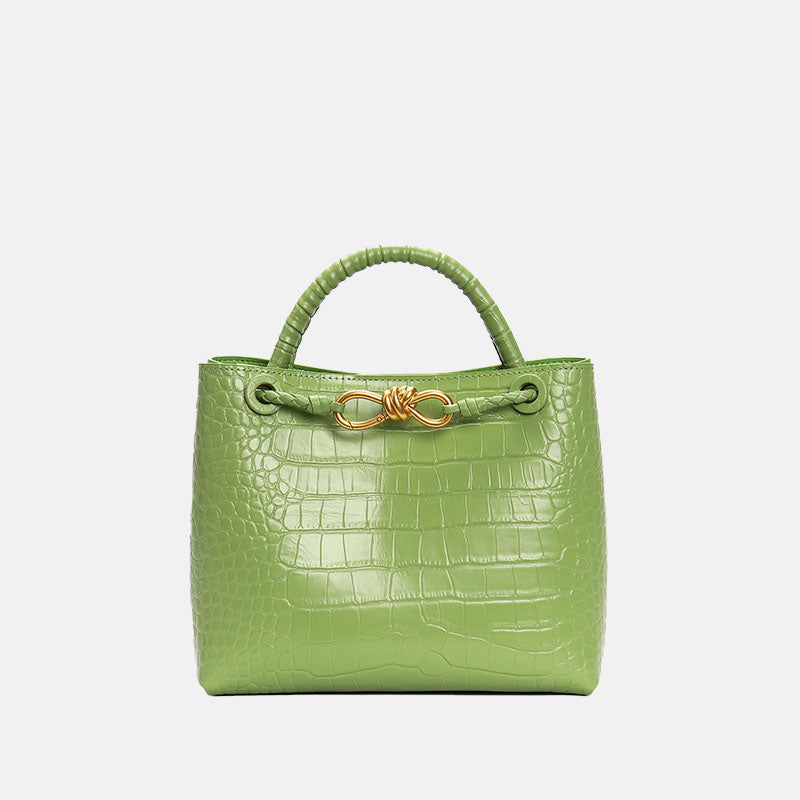 Women’s Minimalist Crocodile Leather Rope Buckle Crossbody Tote Bags image 4