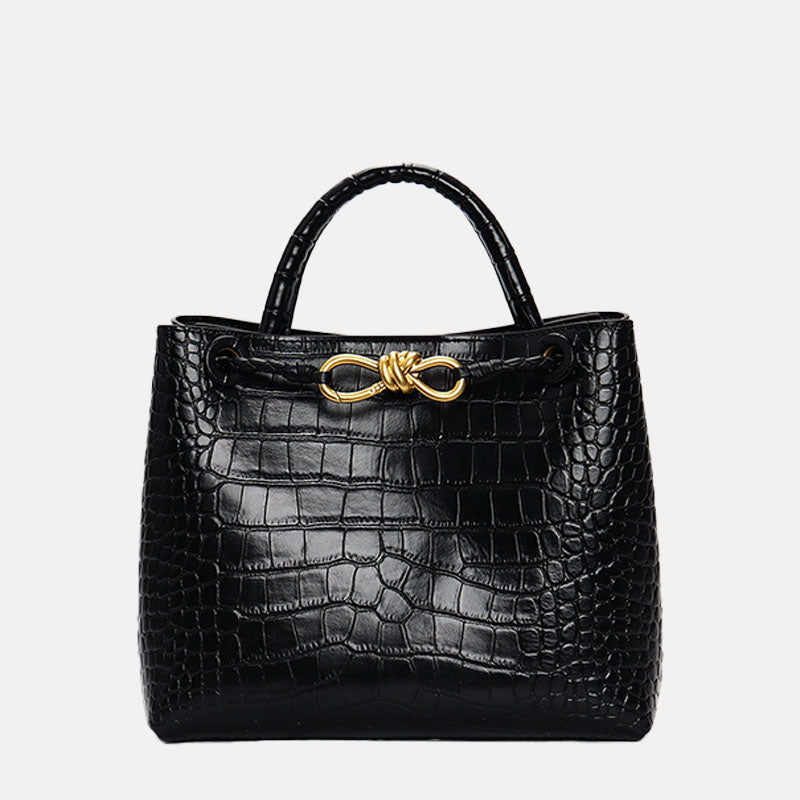 Women’s Minimalist Crocodile Leather Rope Buckle Crossbody Tote Bags image 6