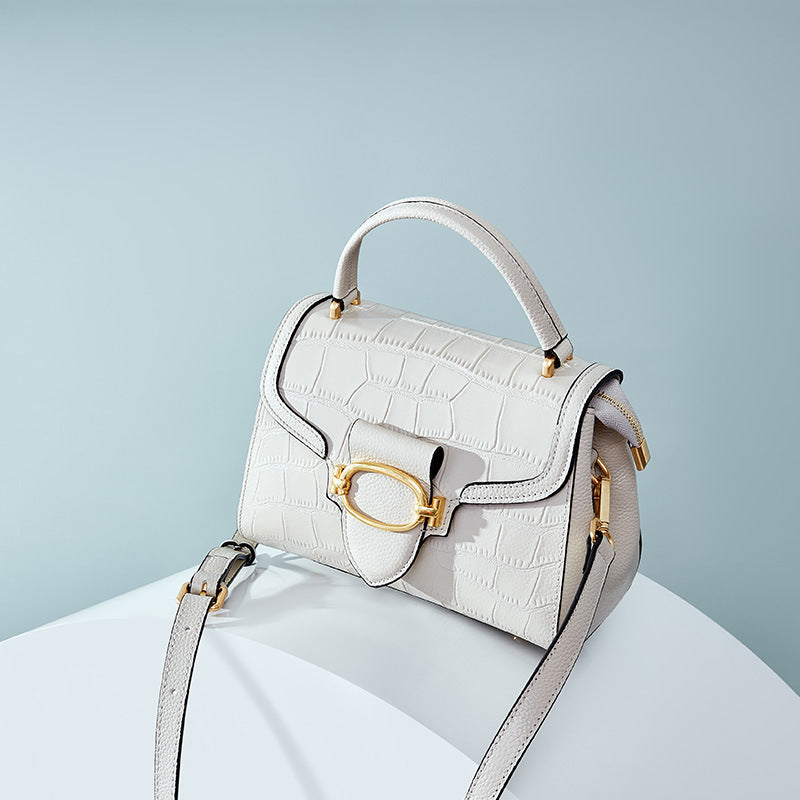 Women’s Minimalist Crocodile Leather Shoulder Top Handle Bag image 8