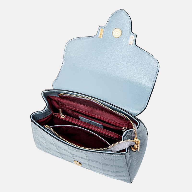 Women’s Minimalist Crocodile Leather Shoulder Top Handle Bag image 2