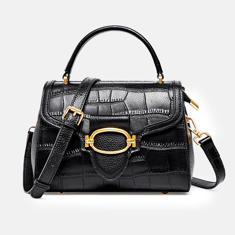Women’s Minimalist Crocodile Leather Shoulder Top Handle Bag image 5