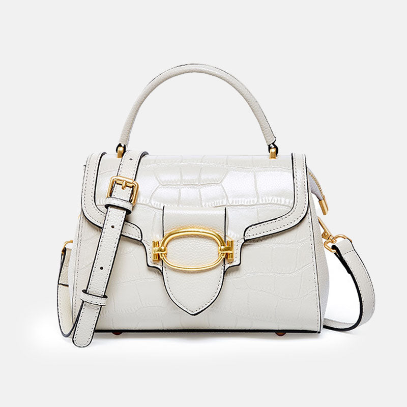 Women’s Minimalist Crocodile Leather Shoulder Top Handle Bag image 7