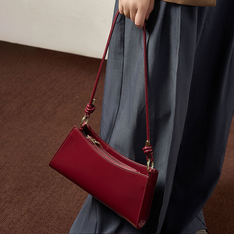Women’s Minimalist Genuine Leather Baguette Shoulder Bag image 6