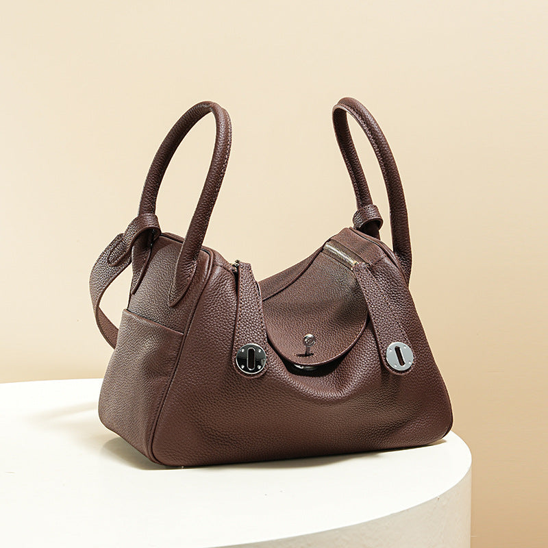 Women’s Minimalist Genuine Leather Cat Eye Decorated Crossbody Shoulder Handbag image 12