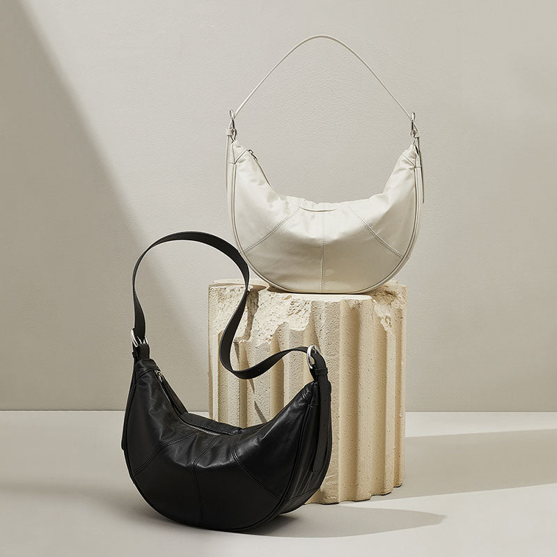 Women’s Minimalist Genuine Leather Crescent Baguette Bag image 4
