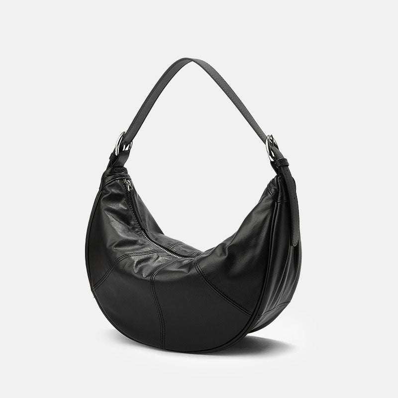 Women’s Minimalist Genuine Leather Crescent Baguette Bag image