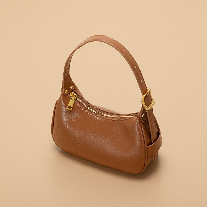 Women’s Minimalist Genuine Leather Crossbody Baguette Bags image 2