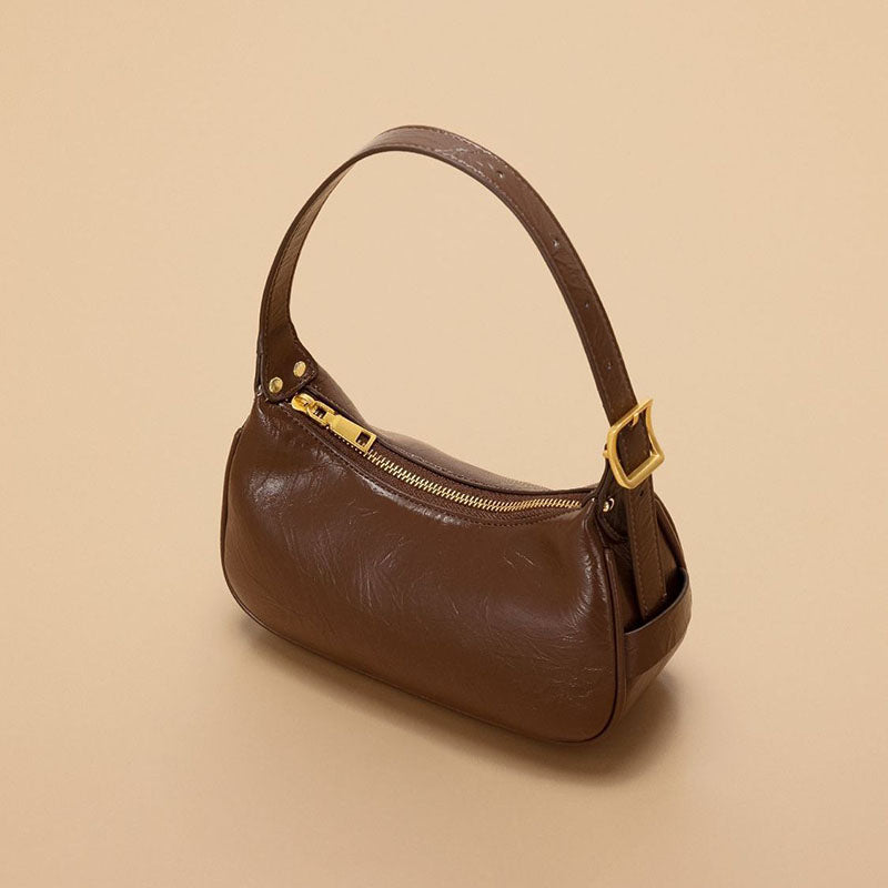 Women’s Minimalist Genuine Leather Crossbody Baguette Bags image 5