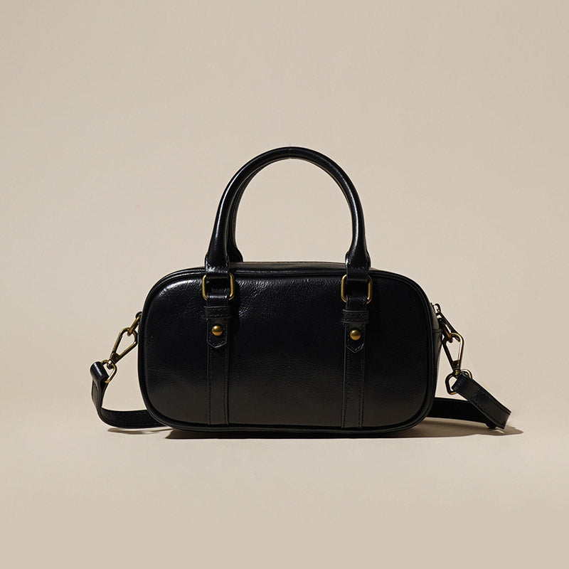 Women’s Minimalist Genuine Leather Crossbody Boston Handbag image 7