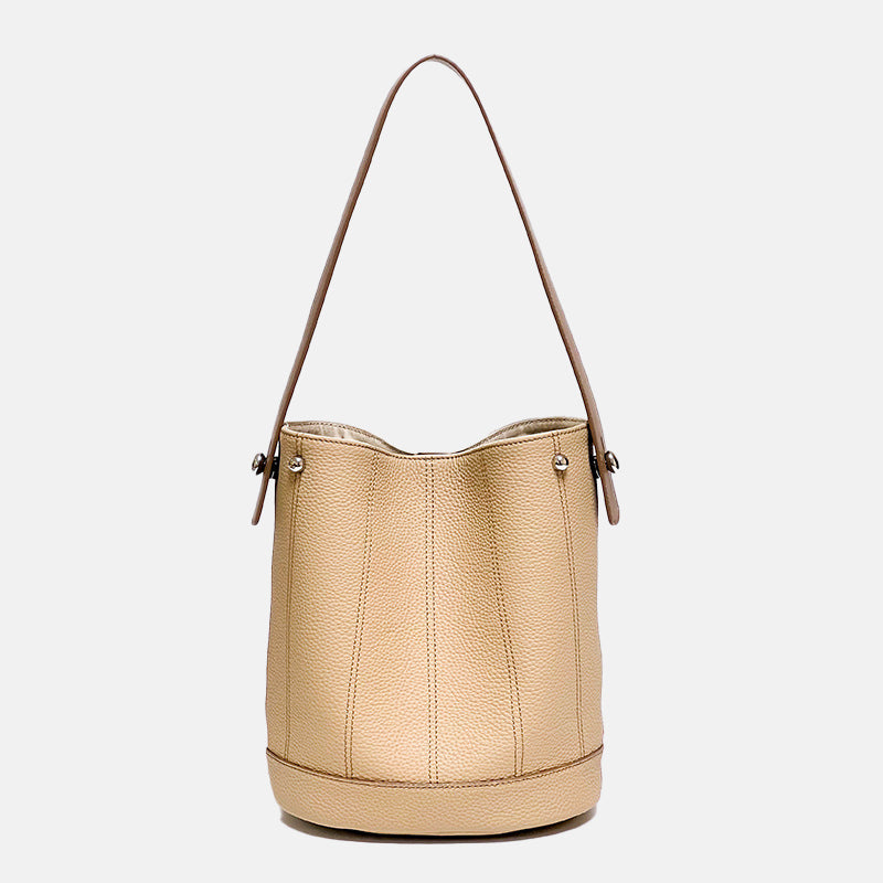 Women’s Minimalist Genuine Leather Crossbody Bucket Bag image 5