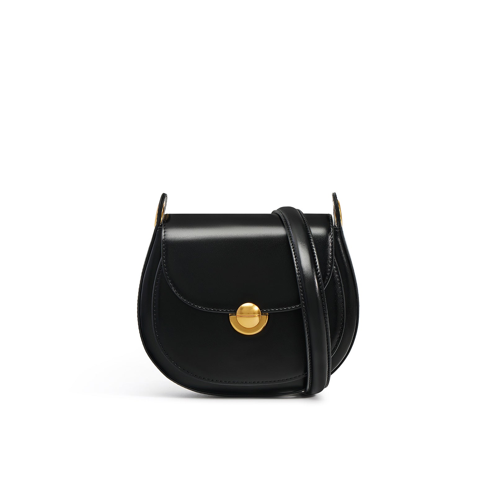 Women’s Minimalist Genuine Leather Crossbody Saddle Bag image