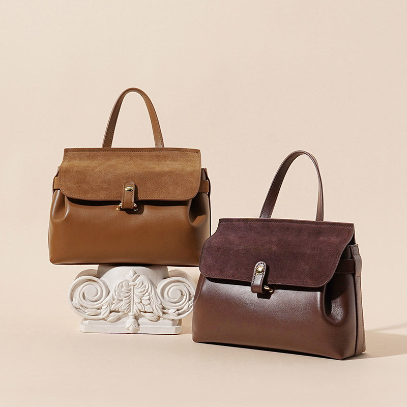 Women’s Minimalist Genuine Leather Drawstring Buckle Crossbody Handbag image 6