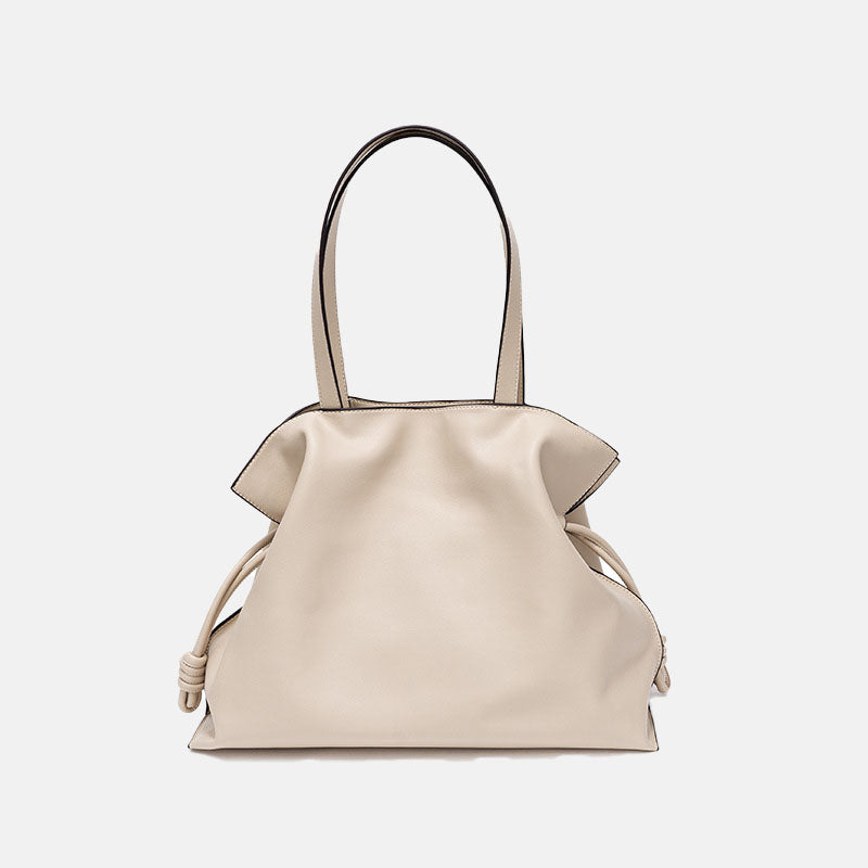 Women’s Minimalist Genuine Leather Drawstring Pleated Crossbody Shoulder Tote Bag image 8
