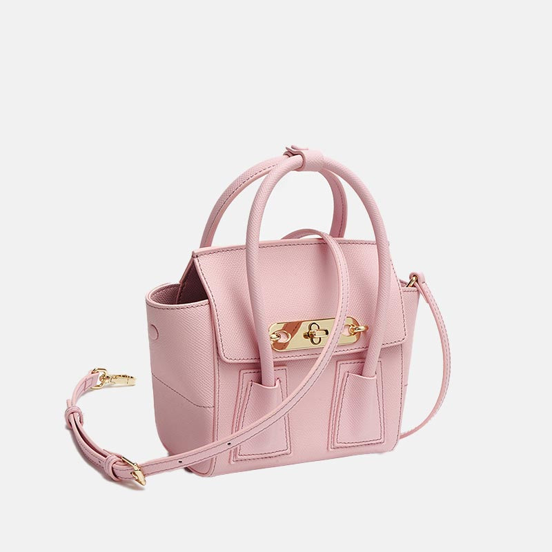 Women’s Minimalist Genuine Leather Lock Buckle Double Wing Crossbody Shoulder Handbag image 3
