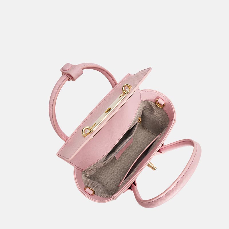 Women’s Minimalist Genuine Leather Lock Buckle Double Wing Crossbody Shoulder Handbag image 4