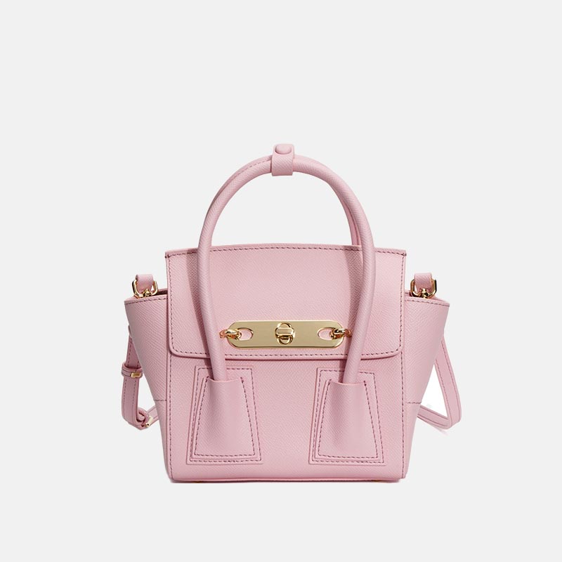 Women’s Minimalist Genuine Leather Lock Buckle Double Wing Crossbody Shoulder Handbag image