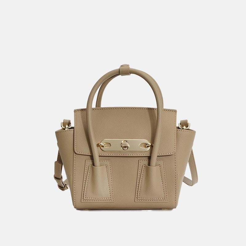 Women’s Minimalist Genuine Leather Lock Buckle Double Wing Crossbody Shoulder Handbag image 6