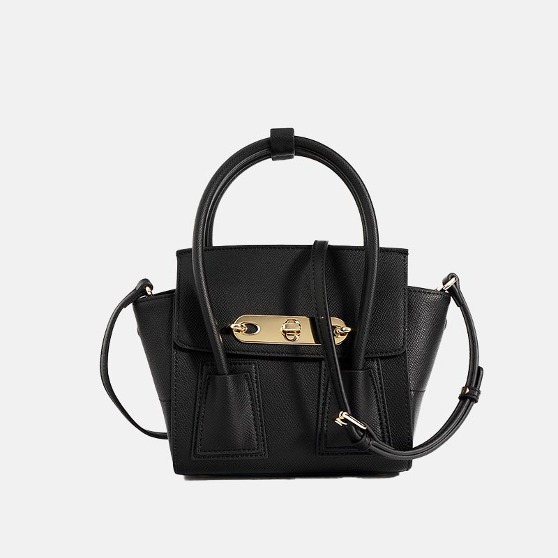 Women’s Minimalist Genuine Leather Lock Buckle Double Wing Crossbody Shoulder Handbag image 8