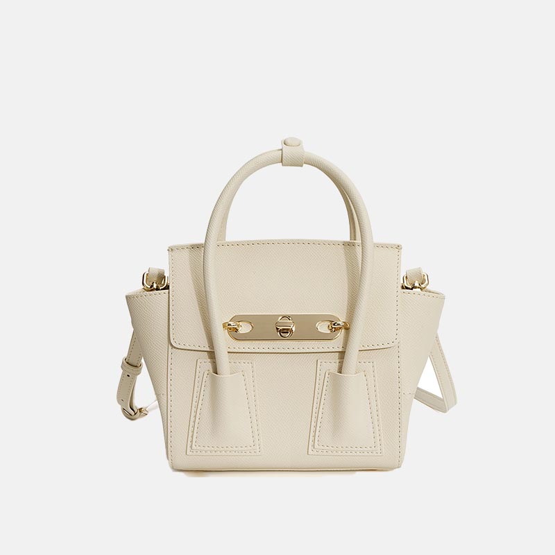Women’s Minimalist Genuine Leather Lock Buckle Double Wing Crossbody Shoulder Handbag image 5
