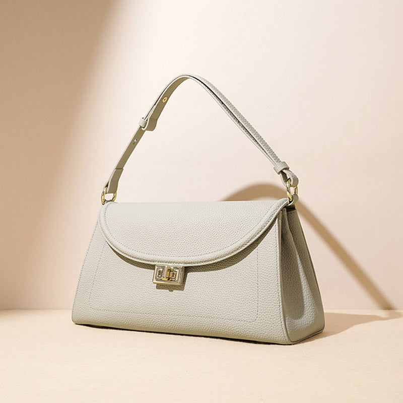 Women’s Minimalist Genuine Leather Lock-Clasp Handbag image 6