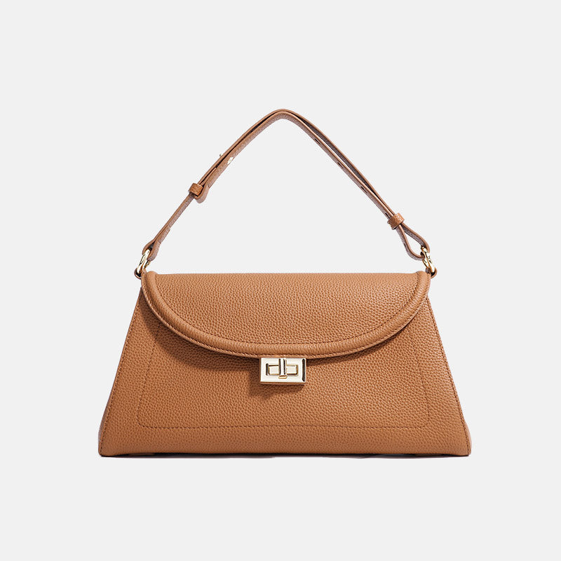 Women’s Minimalist Genuine Leather Lock-Clasp Handbag image