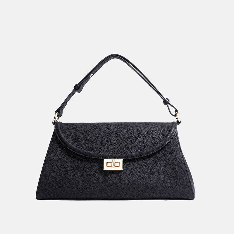 Women’s Minimalist Genuine Leather Lock-Clasp Handbag image 3