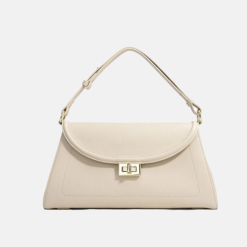 Women’s Minimalist Genuine Leather Lock-Clasp Handbag image 7