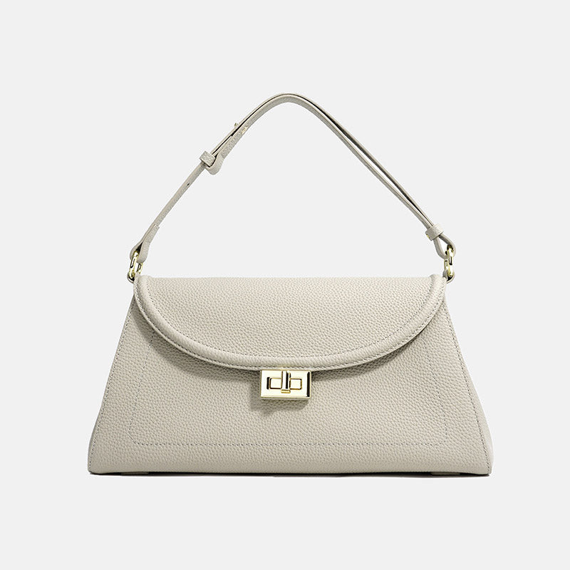 Women’s Minimalist Genuine Leather Lock-Clasp Handbag image 5