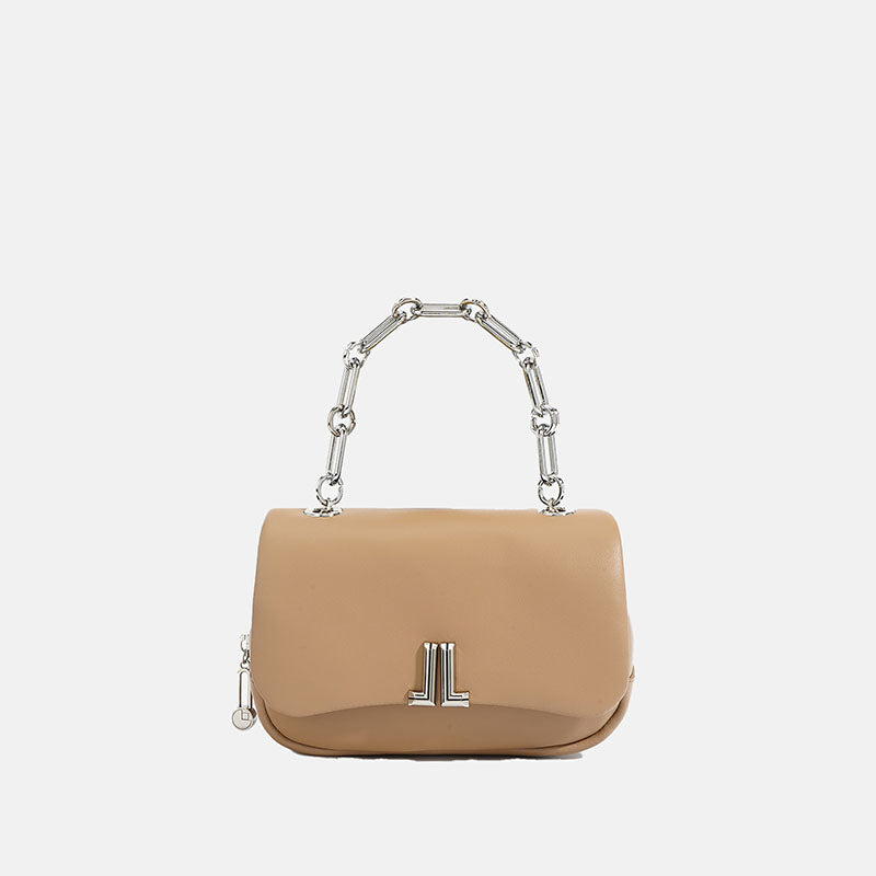 Women’s Minimalist Genuine Leather Magnetic Clasp Shoulder Crossbody Chain Handle Bags image