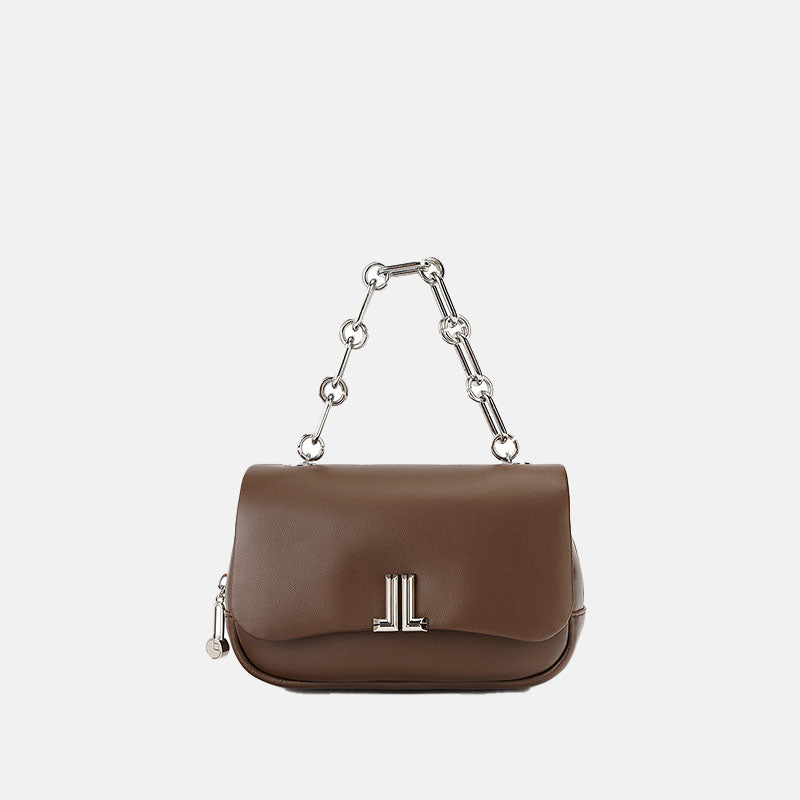 Women’s Minimalist Genuine Leather Magnetic Clasp Shoulder Crossbody Chain Handle Bags image 6